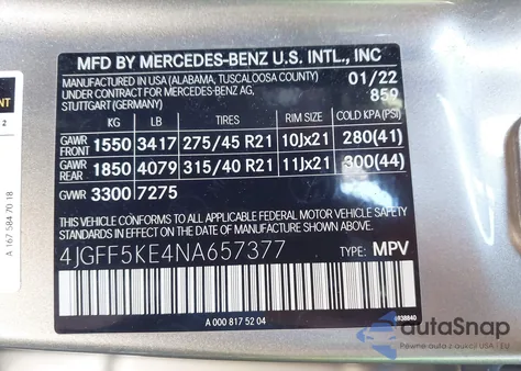 2022 Mercedes-Benz Gls 450 4Matic из США, поврежденный, VIN 4JGFF5KE4NA657377